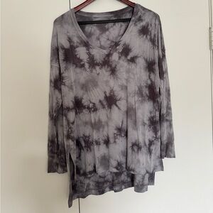 American Eagle Soft & Sexy Gray Tie Dye Long Sleeve V-Neck Tunic Top Modal Small